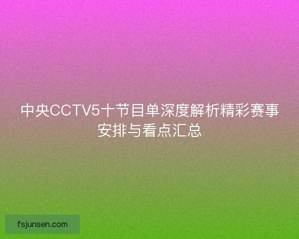 中央CCTV5十节目单深度解析精彩赛事安排与看点汇总