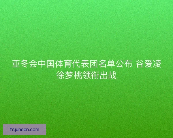 亚冬会中国体育代表团名单公布 谷爱凌徐梦桃领衔出战
